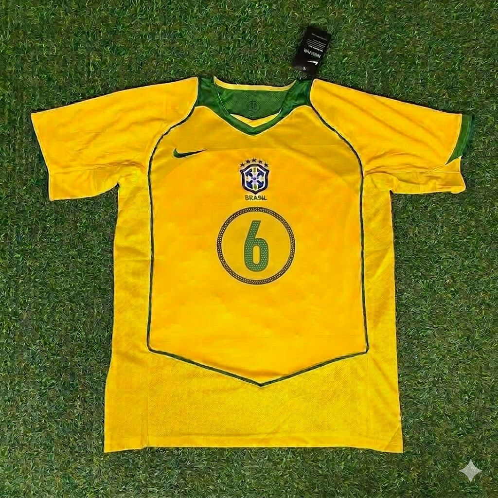 2004 Roberto Carlos 6 Brazil 2006 Retro Football Jersey – Front View