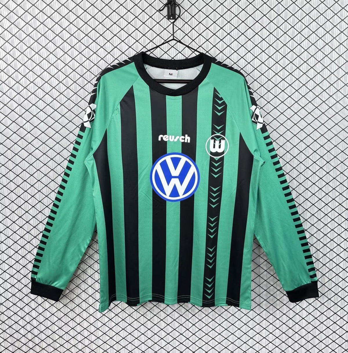 1994/95 Wolfsburg Retro Long Sleeve Away Rot Football Jersey – Back View