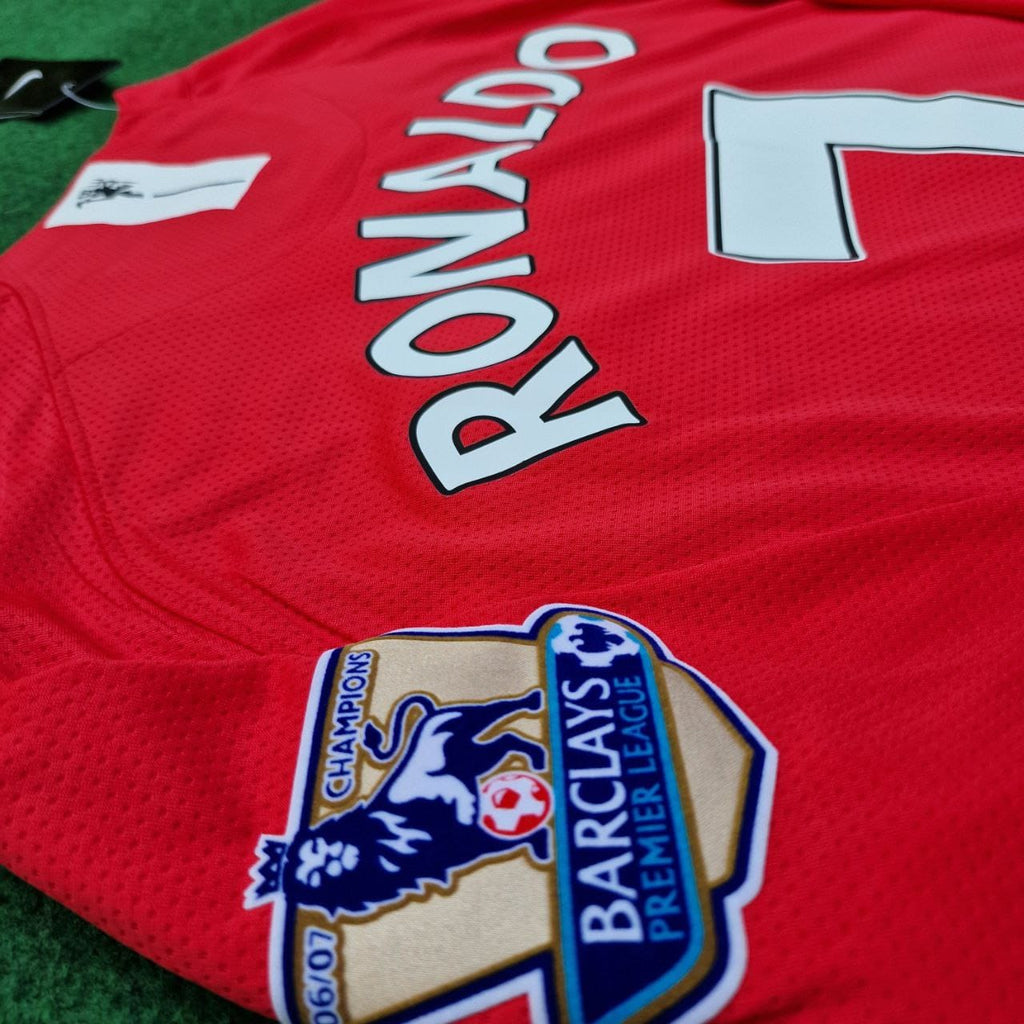 2008 Cristiano Ronaldo Manchester United EPL Patch Retro Long Sleeve Football Jersey – Front View