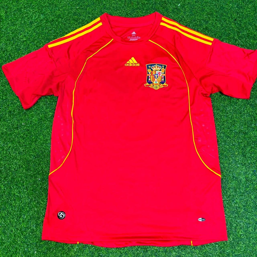 Marcos Senna #19 Spain EURO 2008 Red Home Retro Football Jersey – Front View
