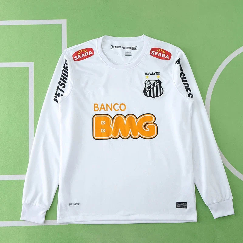 Santos FC 2013 Home Long Sleeved White Retro Jersey – Back View