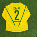 Brazil 2002 World Cup Final Yellow Long Sleeve Retro Football Jersey – Cafu – Back View