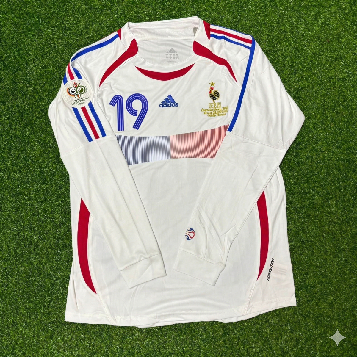 France 2006 World Cup Final Long Sleeve White Retro Kit – Willy Sagnol – Front View