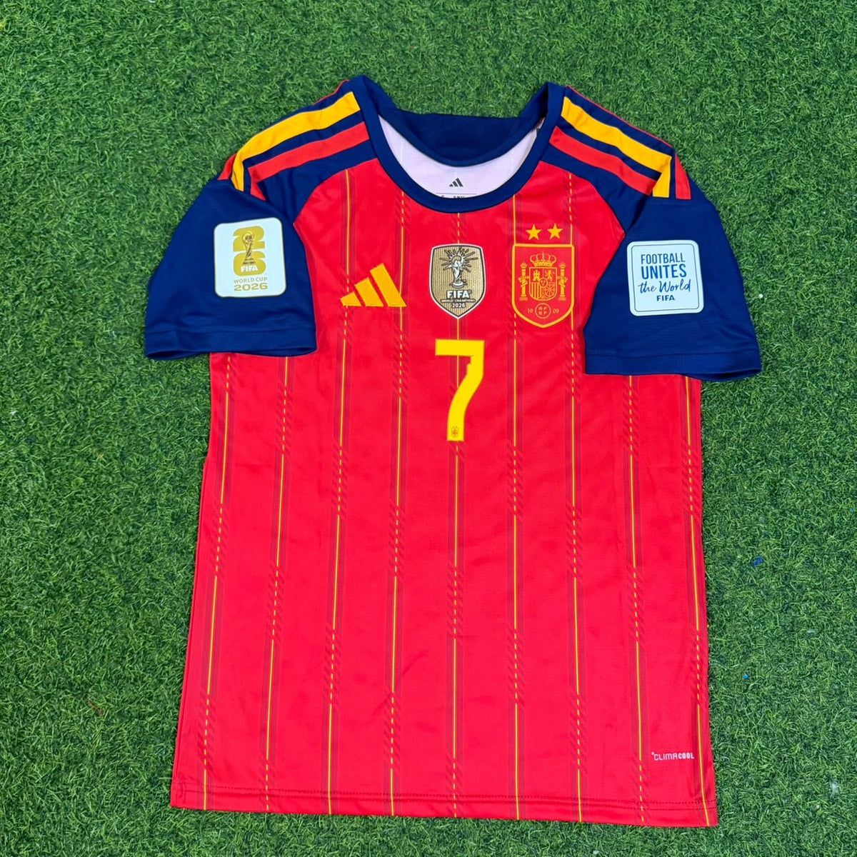 Ferrán Torres #7 Spain Two Star 2026 World Cup Champions Home Jersey – Front View