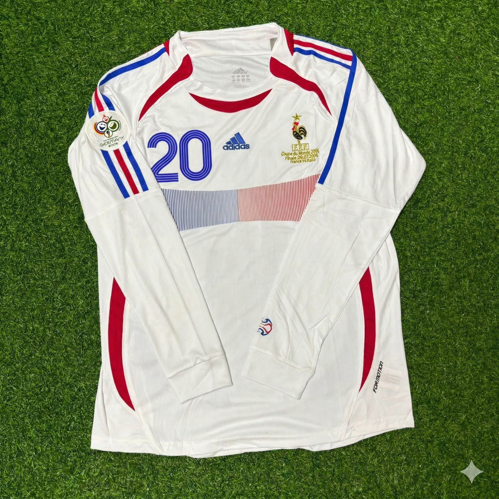 France 2006 World Cup Final Long Sleeve White Retro Kit – David Trezeguet – Front View