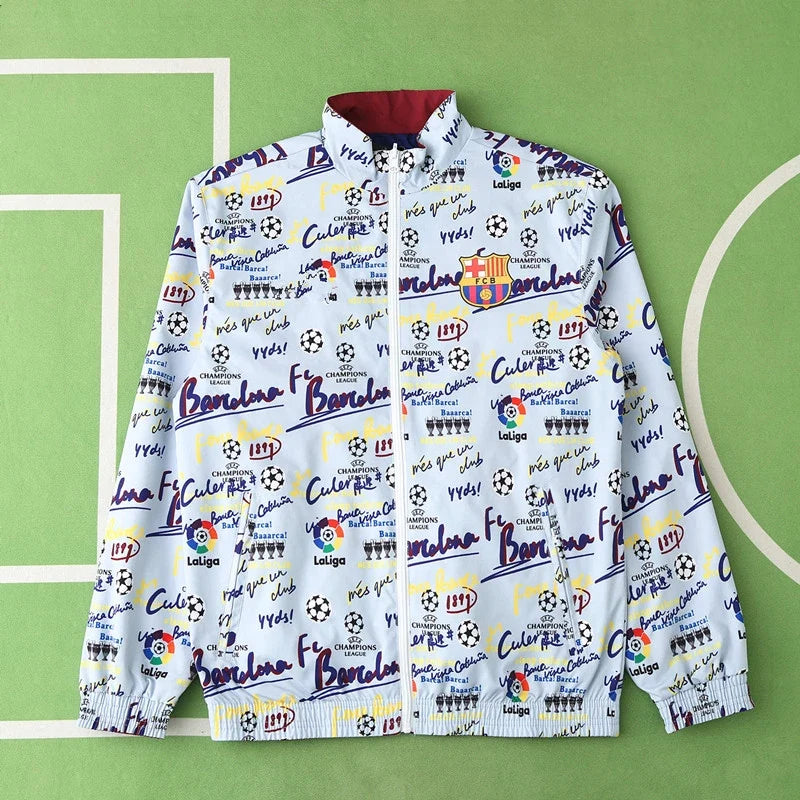 Barcelona New Season Both Sides Football Windbreaker Windjacke – Back View