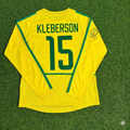 Brazil 2002 World Cup Final Yellow Long Sleeve Retro Football Jersey – Kleberson – Back View