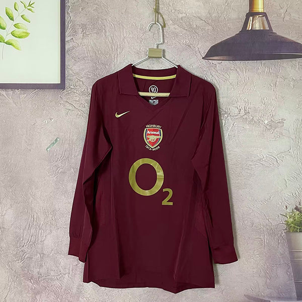 2005/06 Arsenal Burgundy Champions League Long sleeve Football Jersey – Front View