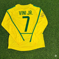 Brazil Yellow Long Sleeve Retro Football Jersey – Vinicius Junior – Back View