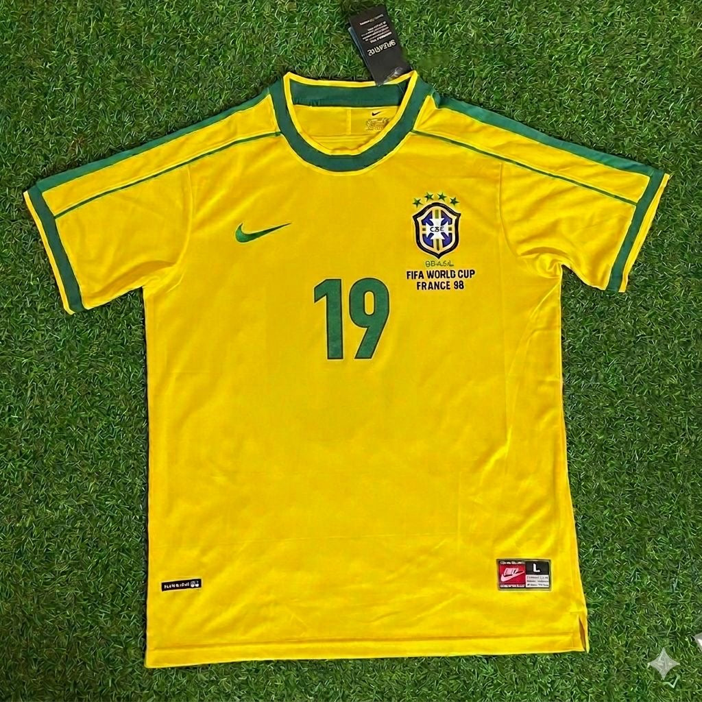 Brazil 1998 World Cup Retro Jersey – Alex de Souza #19 – Front View