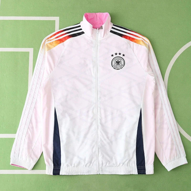 Germany Deutschland Double Sides Windbreaker - Reversible Jacket White Pink – Front View