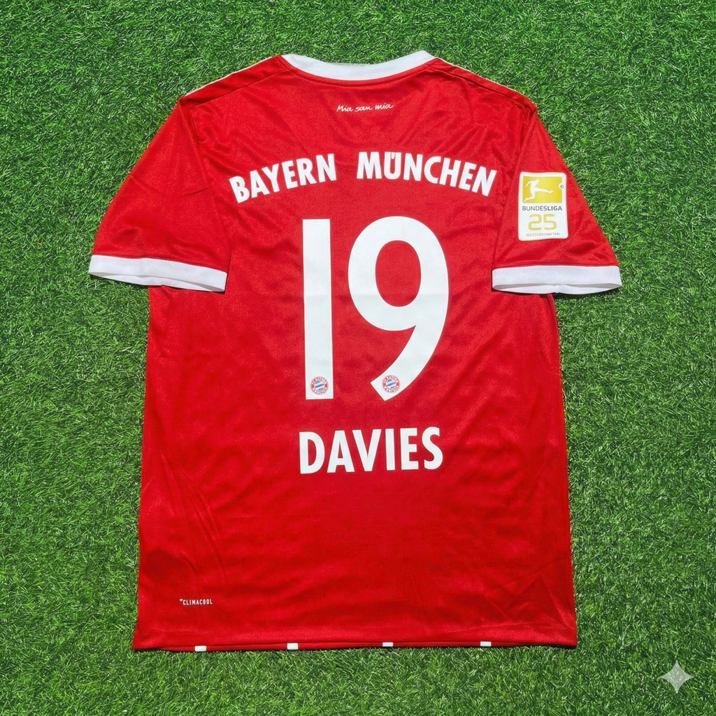 2017/18 Alphonso Davies Bayern Munich Retro Home Football Jersey – Back View