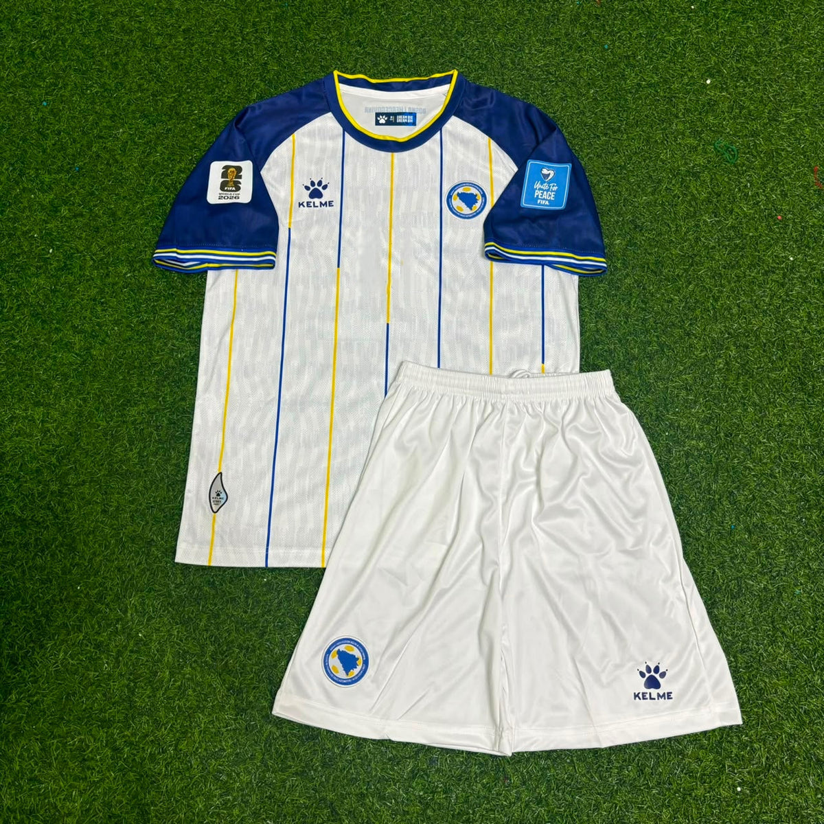 Haris Tabaković Bosnia and Herzegovina 2026 World Cup White Away Kids Kit Football Jersey – Front View
