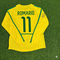 Brazil Yellow Long Sleeve Retro Football Jersey – Romario – Back View