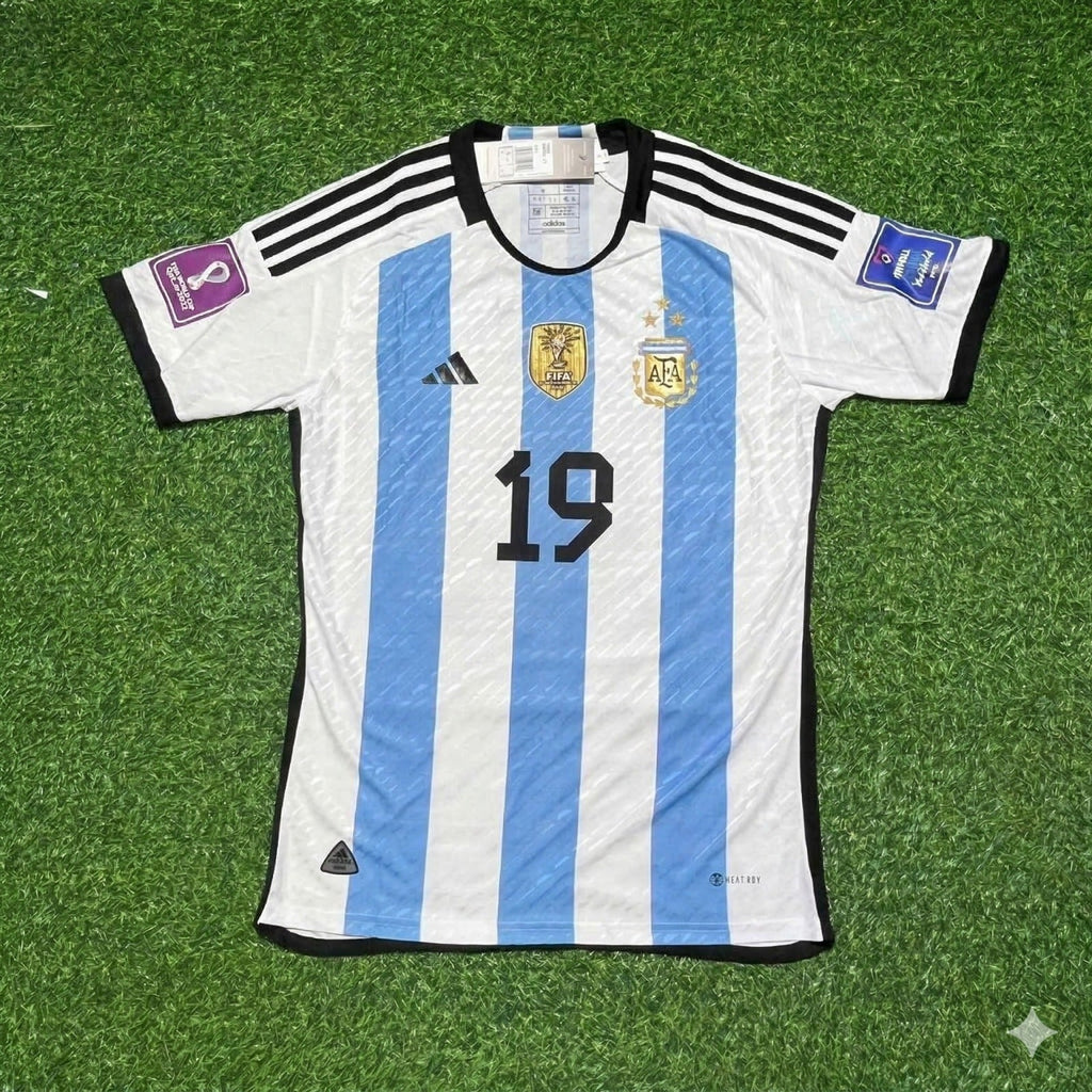 Argentina 2022 Qatar World Cup Champion Home Jersey – Nicolás Otamendi 19- – Front View
