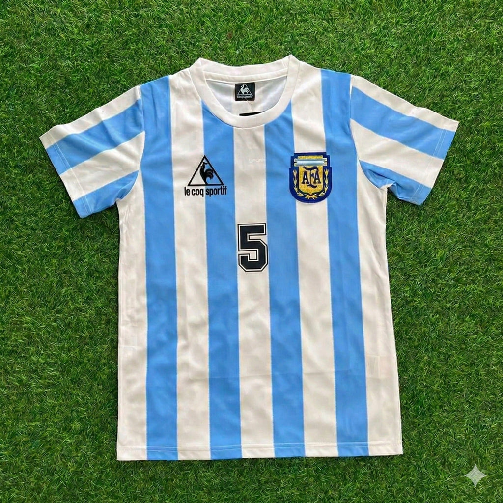 1986 José Luis Brown 5- Argentina Home Retro Football Jersey Collection – Front View