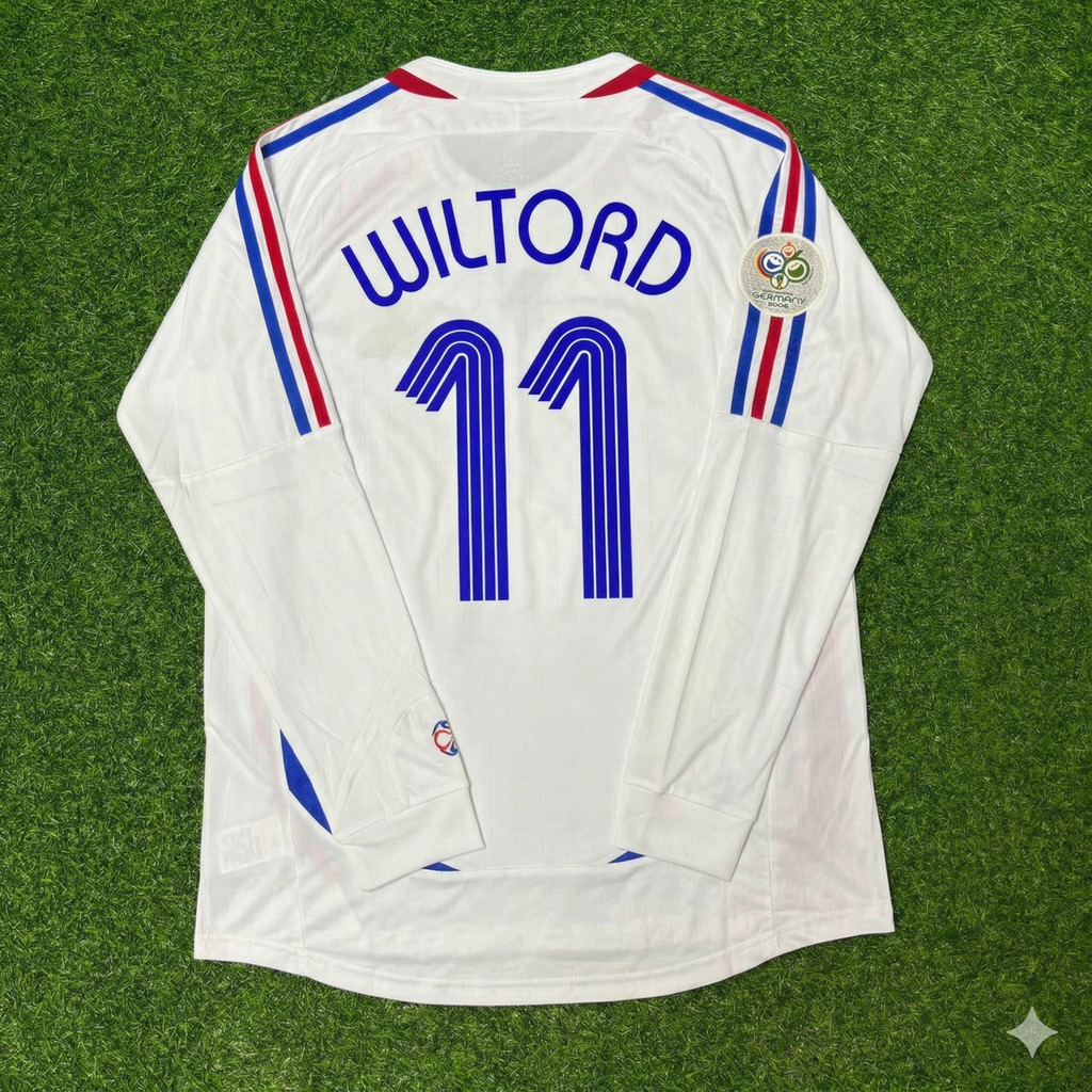 2006 France World Cup Sylvain Wiltord Final Long Sleeve White Retro Kit – Back View