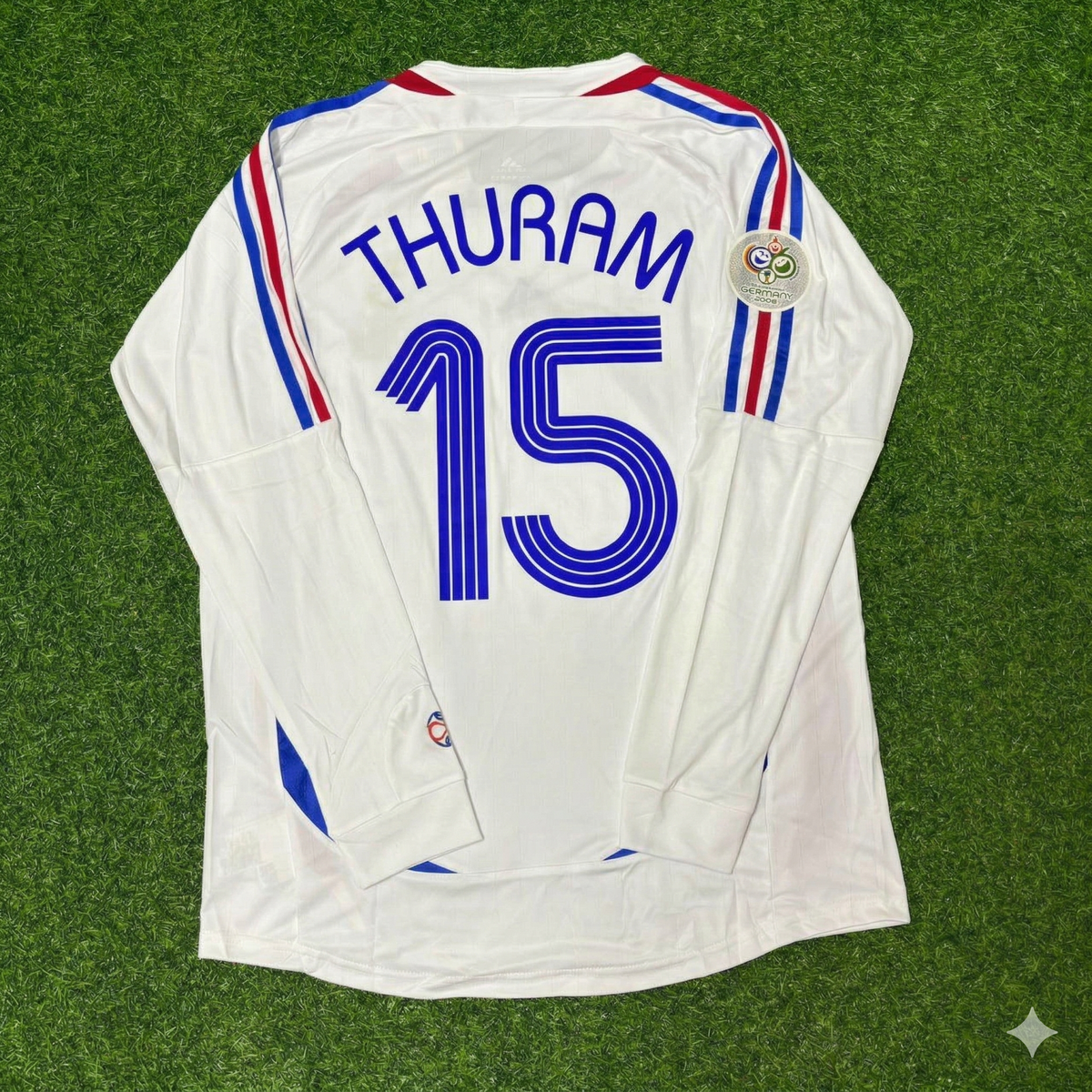 2006 France World Cup Lilian Thuram Final Long Sleeve White Retro Kit – Back View