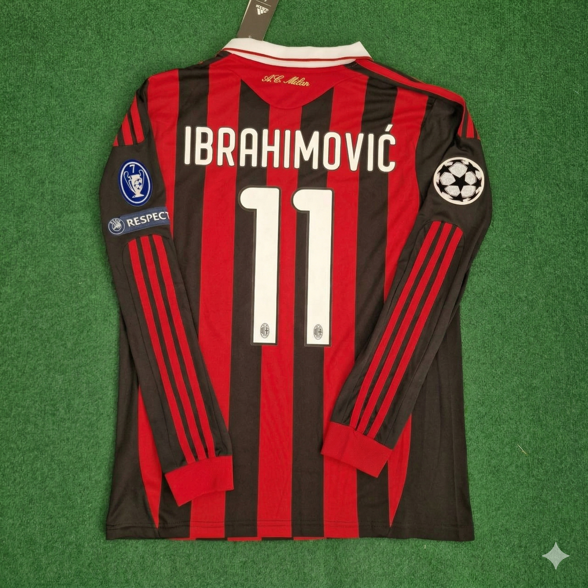 Milan 2009 2011 Retro Long Sleeve Jersey – Zlatan Ibrahımovic – Back View
