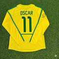 Brazil Yellow Long Sleeve Retro Football Jersey – Oscar – Back View