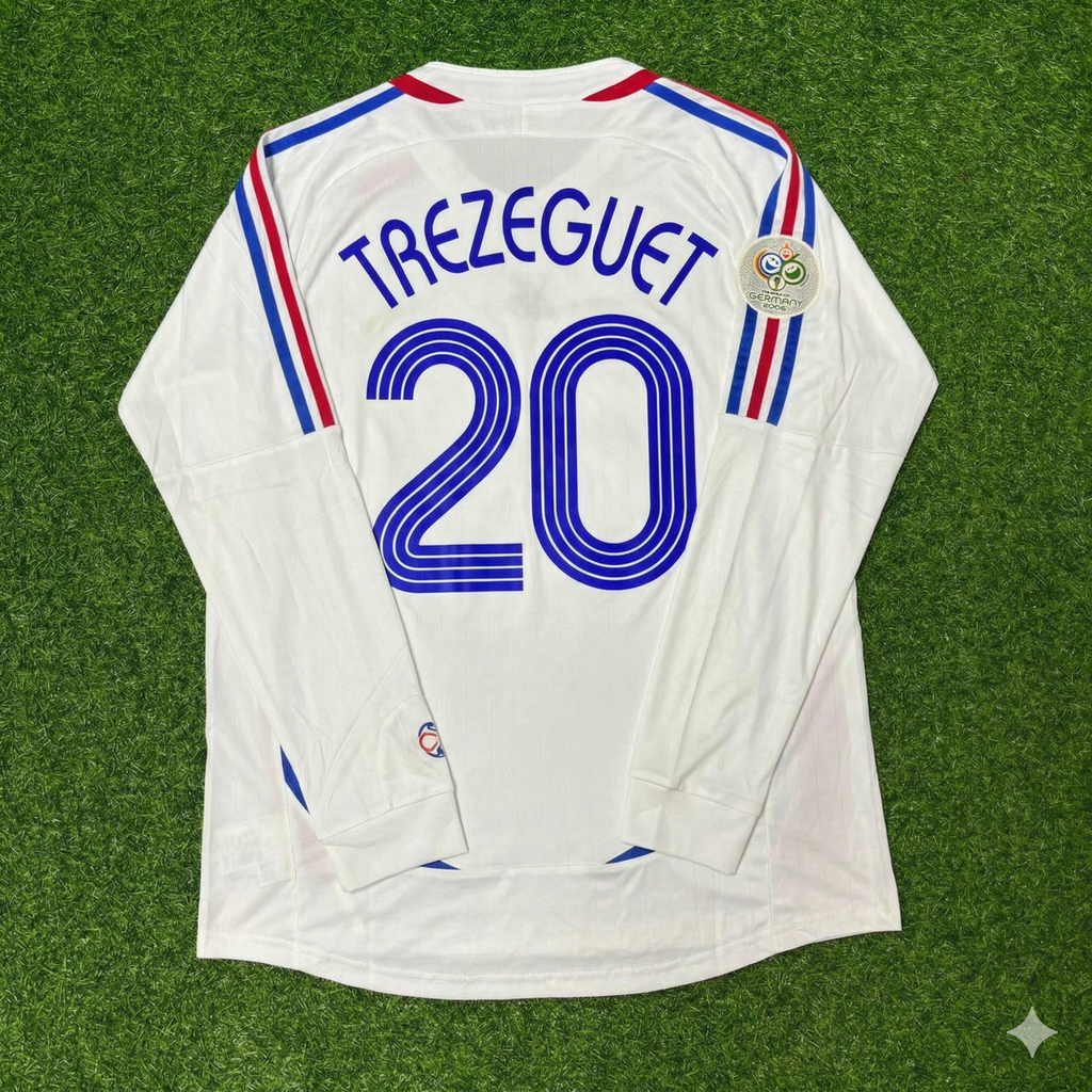 France 2006 World Cup Final Long Sleeve White Retro Kit – David Trezeguet – Back View