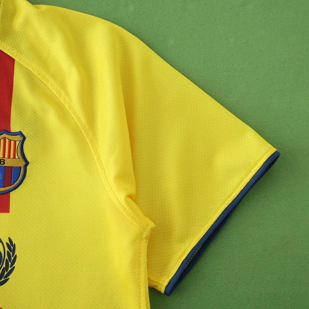 FC Barcelona 2008-2009 Season Away Kids Yellow Retro Football Jersey Trikot Maillot V7