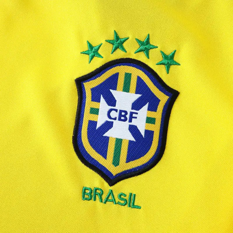 Brazil 1998 Home Long Sleeved Yellow Retro Jersey – Front View