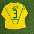 Brazil 2002 World Cup Final Yellow Long Sleeve Retro Football Jersey – Lucio – Back View
