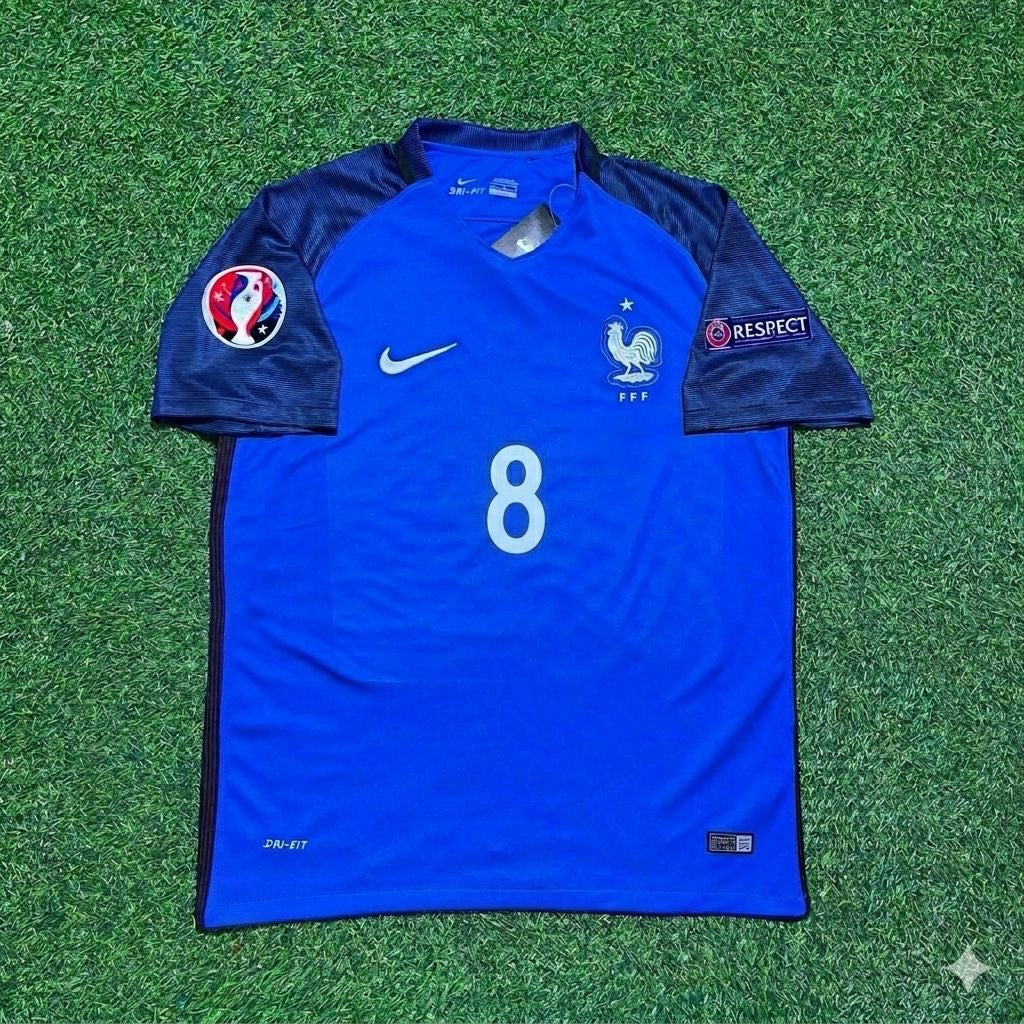 France Euro 2016 Home Retro Football Jersey – Dimitri Payet #8 – Front View