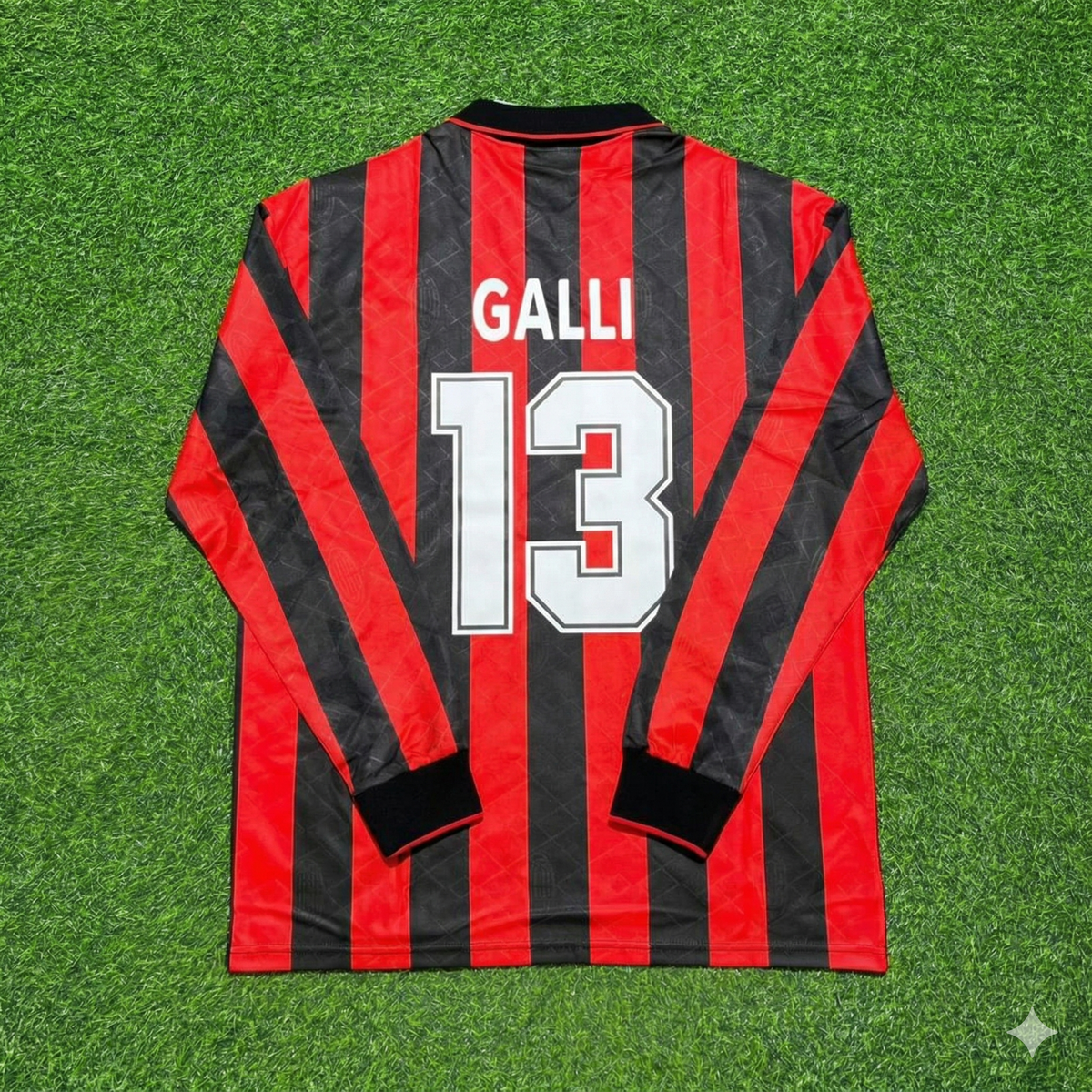 1993 Filippo Galli #13 AC Milan 1994 Home Long Sleeve Retro Football Jersey – Back View
