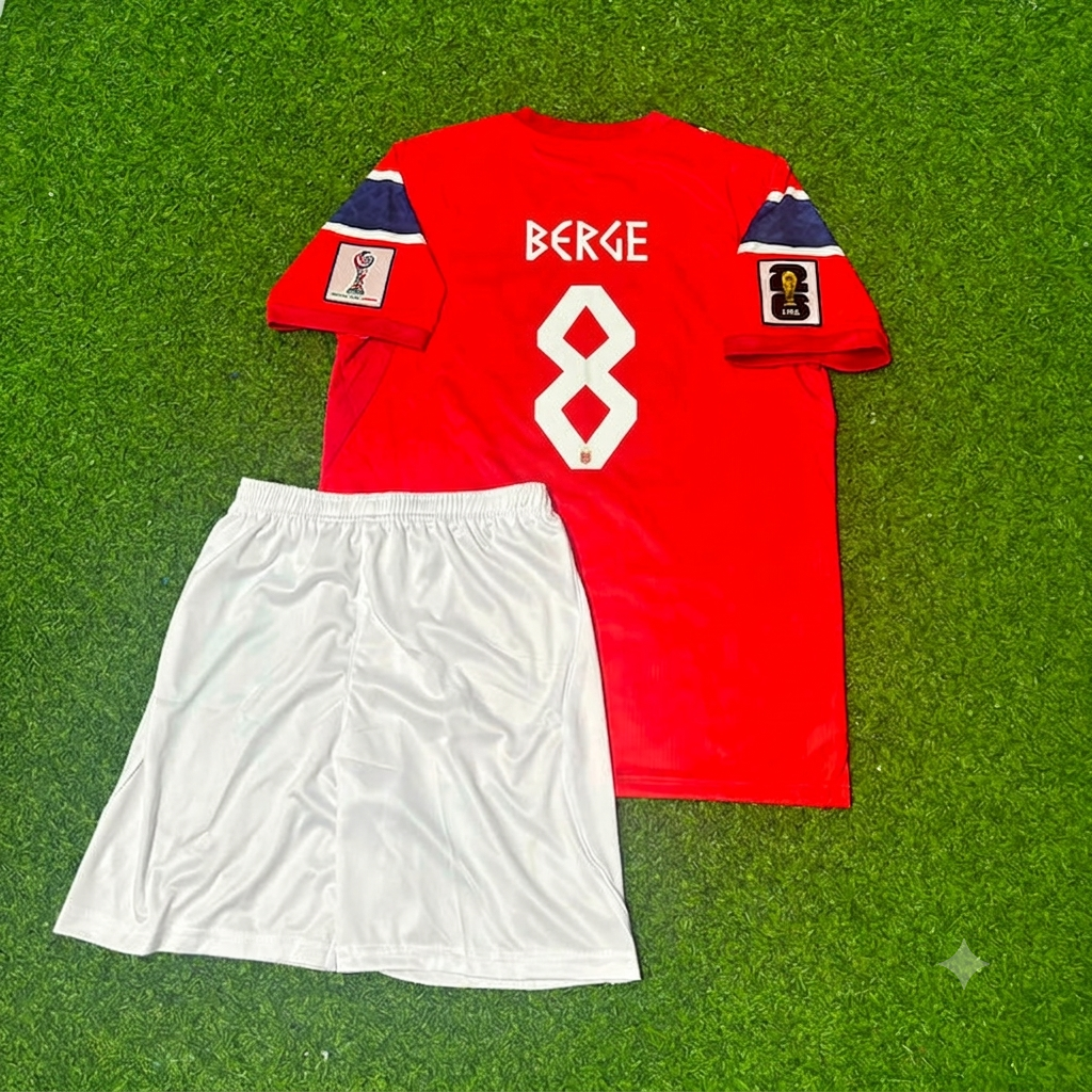 Sander Berge Norway 2026 World Cup Kids Football Jersey – Back View