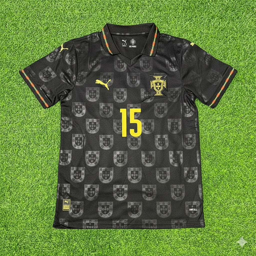 2025/26 João Neves Portugal Black Football Jersey – Front View
