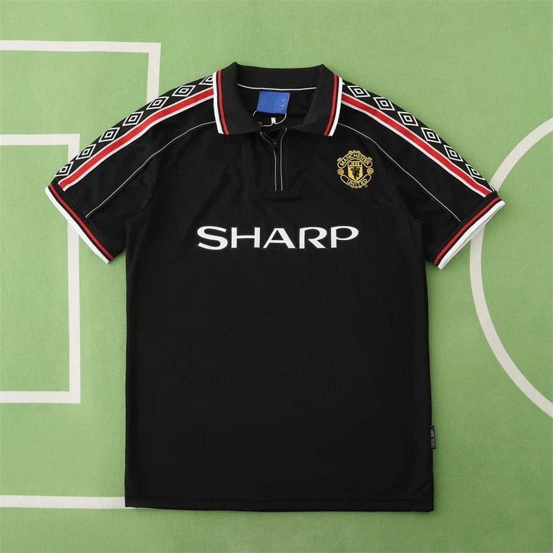Manchester United F.C 1998 Season Black Away Retro Jersey – Back View