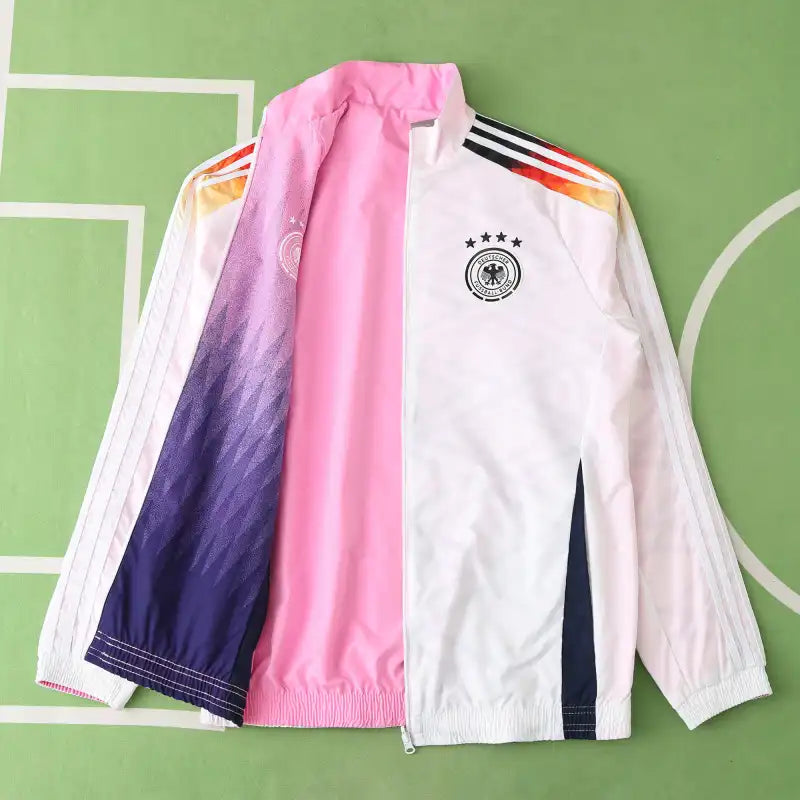 Germany Deutschland Double Sides Windbreaker - Reversible Jacket White Pink – Back View