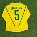 Brazil 2002 World Cup Final Yellow Long Sleeve Retro Football Jersey – Edmilson – Back View