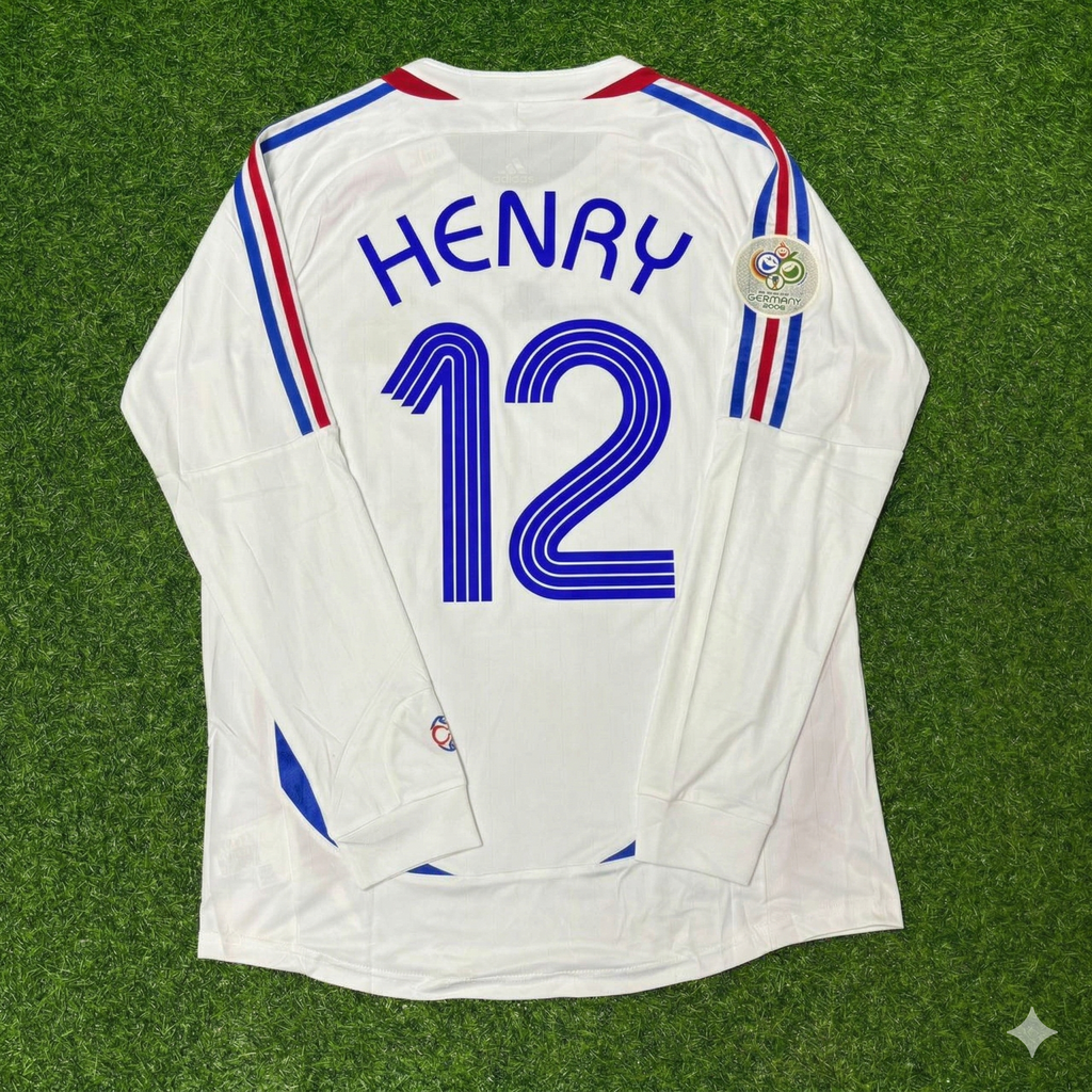 2006 France World Cup Thierry Henry Final Long Sleeve White Retro Kit – Back View