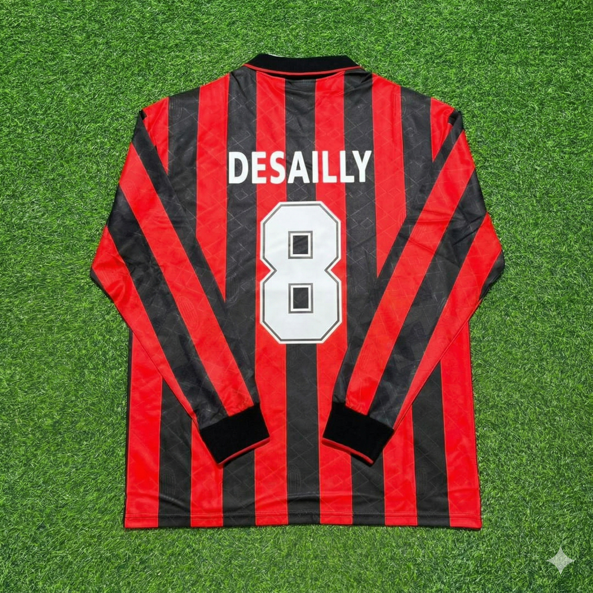 1993 Marcel Desailly #8 AC Milan 1994 Home Long Sleeve Retro Football Jersey – Back View