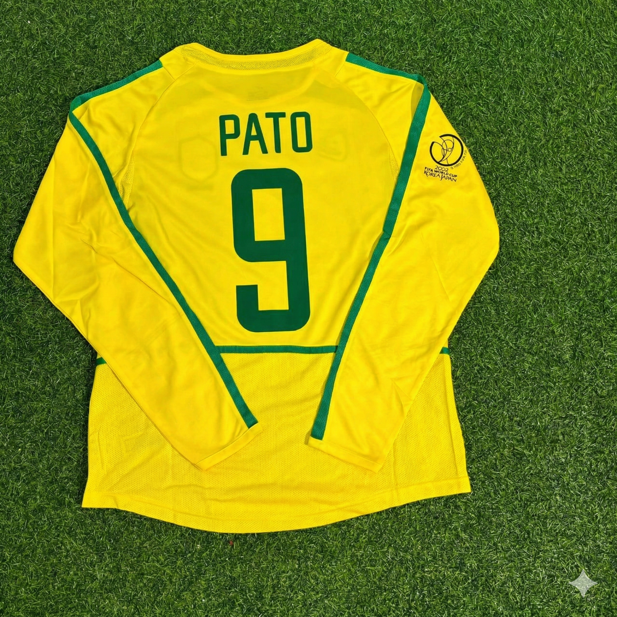 Brazil Yellow Long Sleeve Retro Football Jersey – Alexandre Pato – Back View