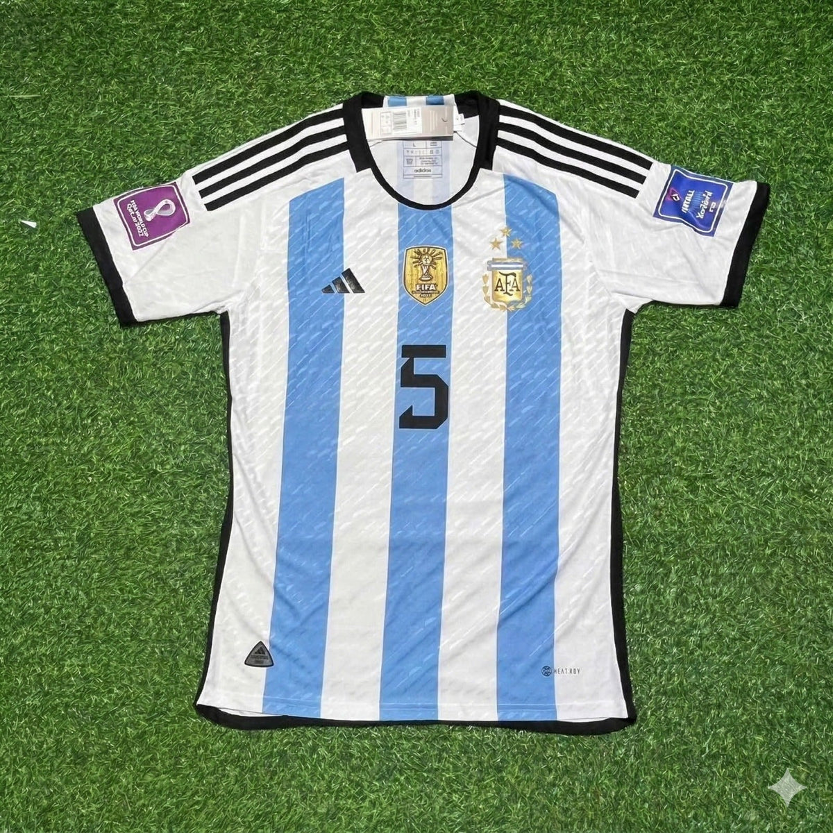 Argentina 2022 Qatar World Cup Champion Home Jersey – Leandro Paredes 5- – Front View