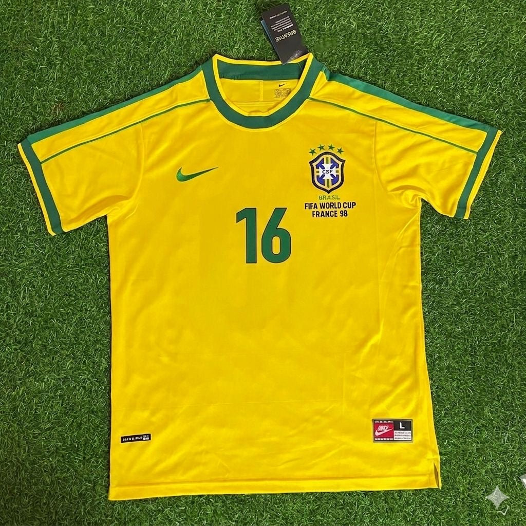 Brazil 1998 World Cup Retro Jersey – Zé Roberto #16 – Front View