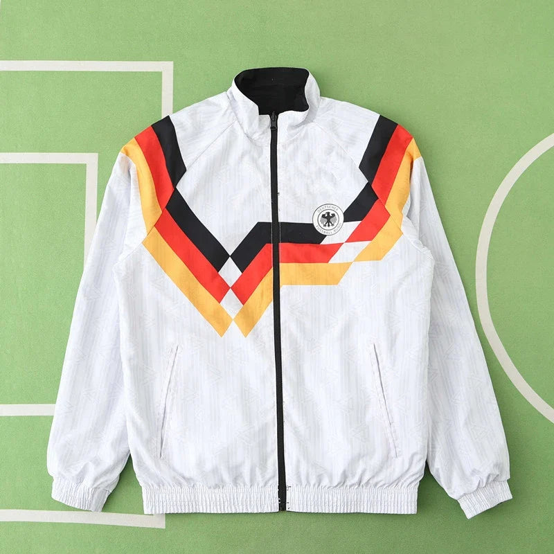 1990 Germany World Cup Deutschland Retro Double Sides Windbreaker - Reversible Jacket Black – Front View