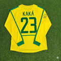 Brazil 2002 World Cup Final Yellow Long Sleeve Retro Football Jersey – Kaka Leite – Back View