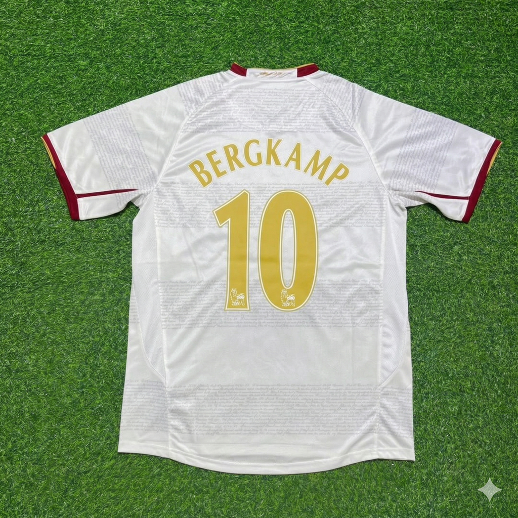 Arsenal 2004 2005 Away Retro White Jersey – Dennis Bergkamp #10 – Back View