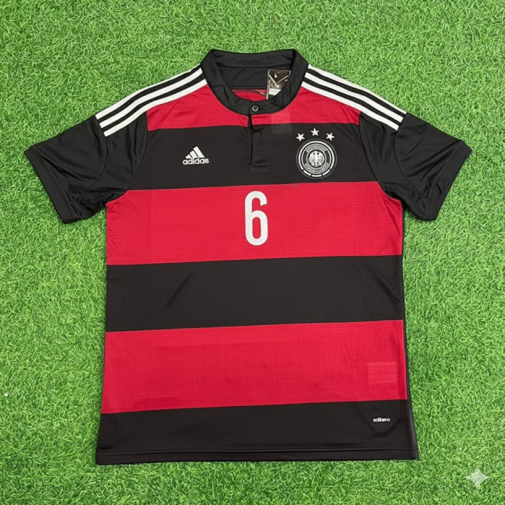 2014 Germany World Cup Sami Khedira Deutschland Brazil Black Red Retro Football Jersey – Front View