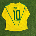Brazil Yellow Long Sleeve Retro Football Jersey – Pele – Back View