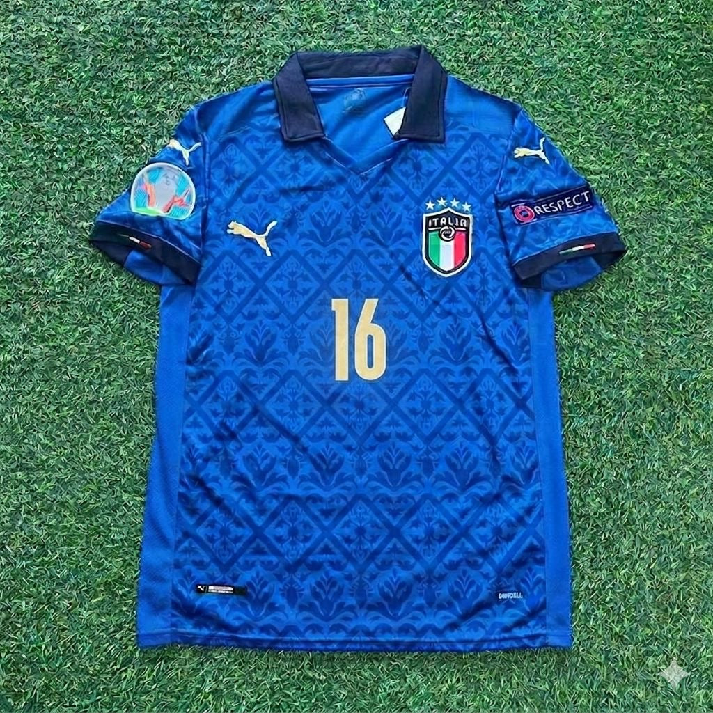 Italy EURO 2020 Final Retro Soccer Jersey – | | – Bryan Cristante #16 – Front View