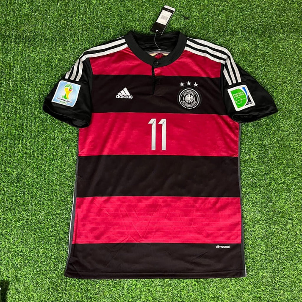 2014 Germany World Cup Miroslav Klose Deutschland Black Red Retro Football Jersey – Front View