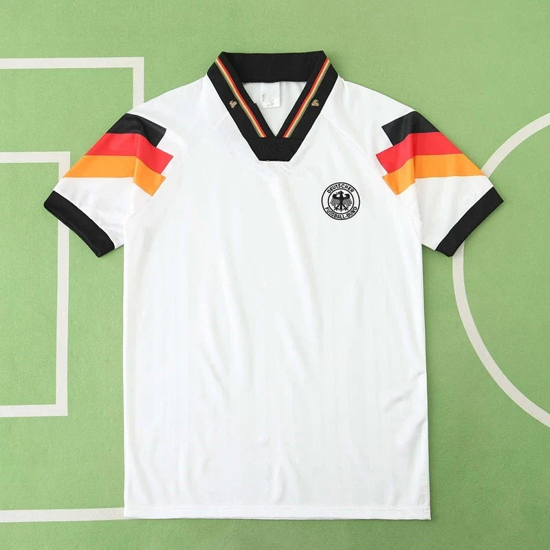 1992 Germany Deutschland Season Home White Retro Football Jersey – Back View