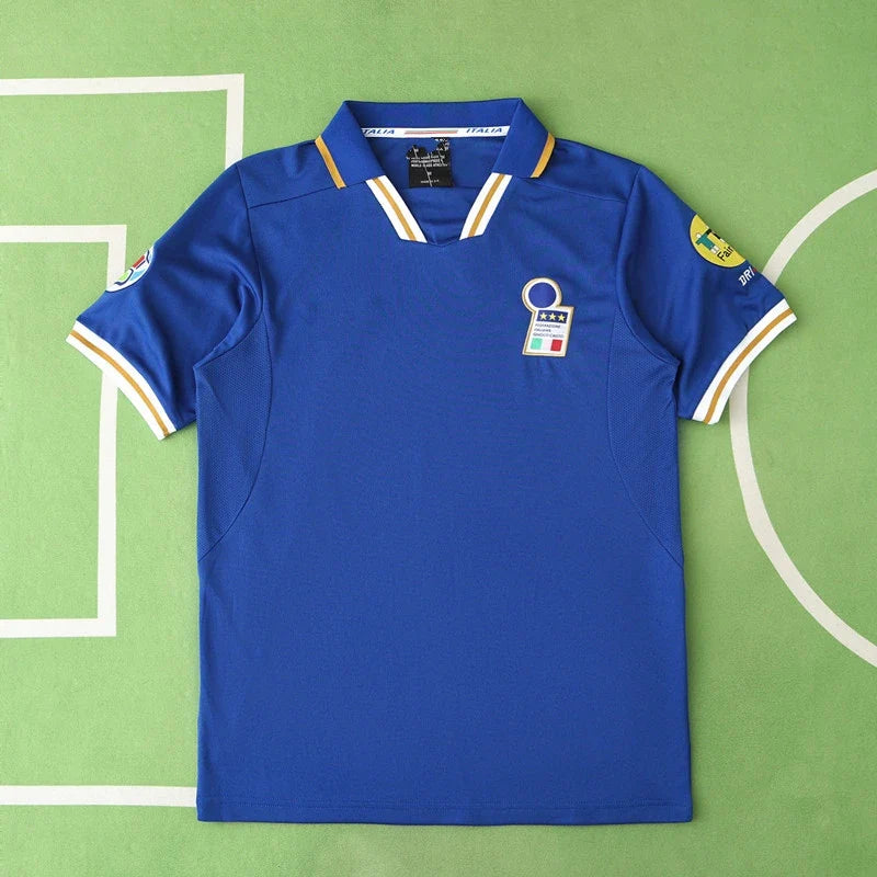 Italy 1996 Season Home Blue Retro Jersey Football – Back View