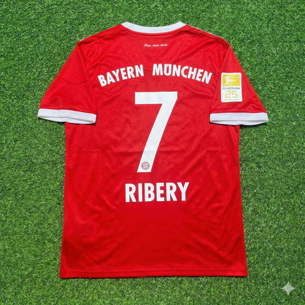 2017/18 Franck Ribery Bayern Munich Retro Home Football Jersey – Back View